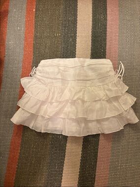 Sandro Cotton White Tiered Ruffle Mini Skirt